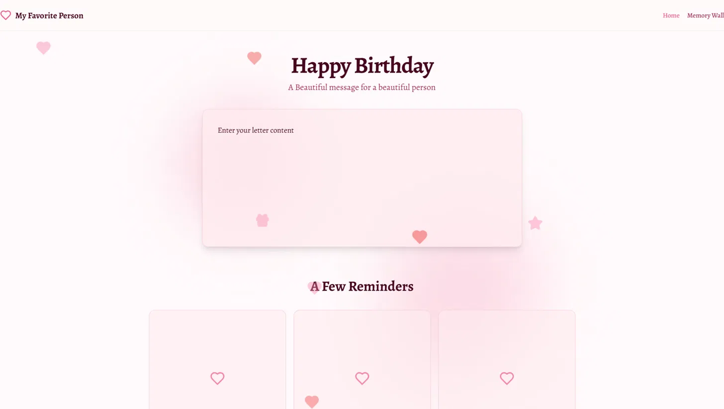 Screenshot of Happy Birthday Website